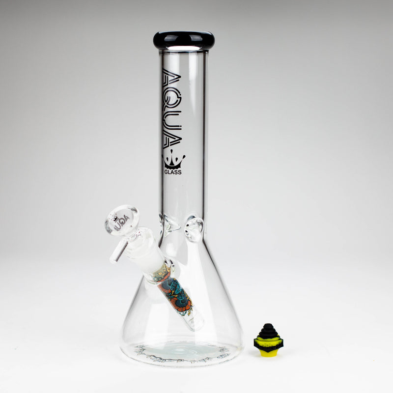 O AQUA | 10" Beaker glass water bong with silicone cap [AQUA200]