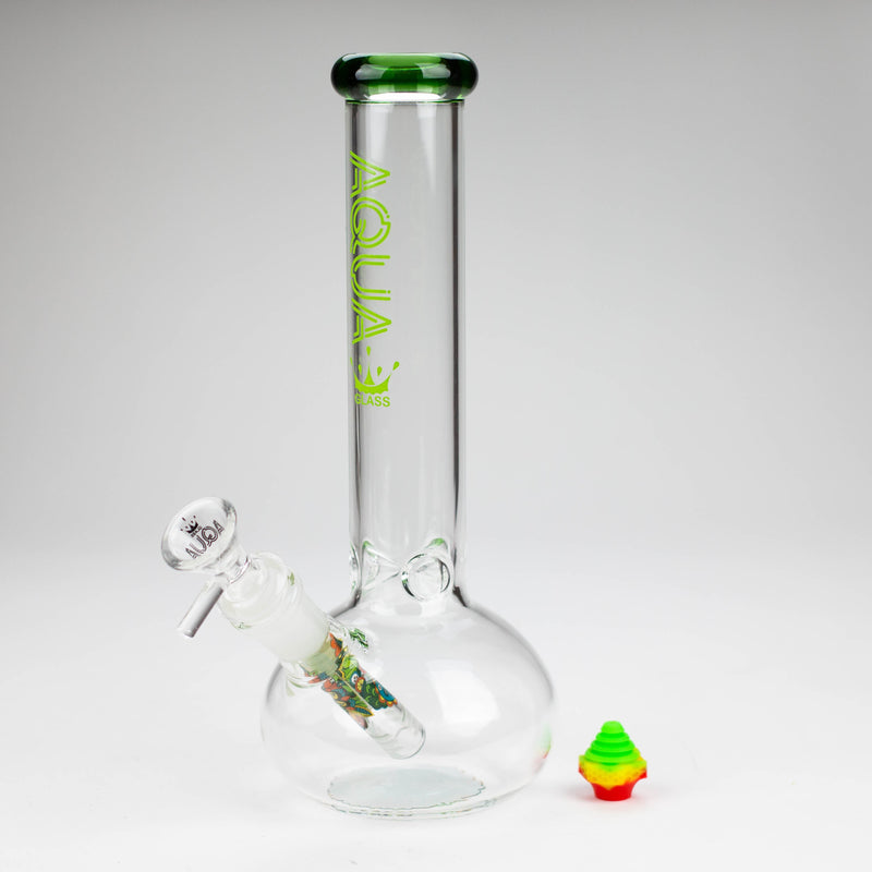 O AQUA | 10" Round glass water bong with silicone cap [AQUA201]