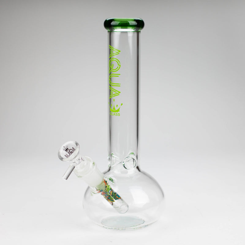 O AQUA | 10" Round glass water bong with silicone cap [AQUA201]