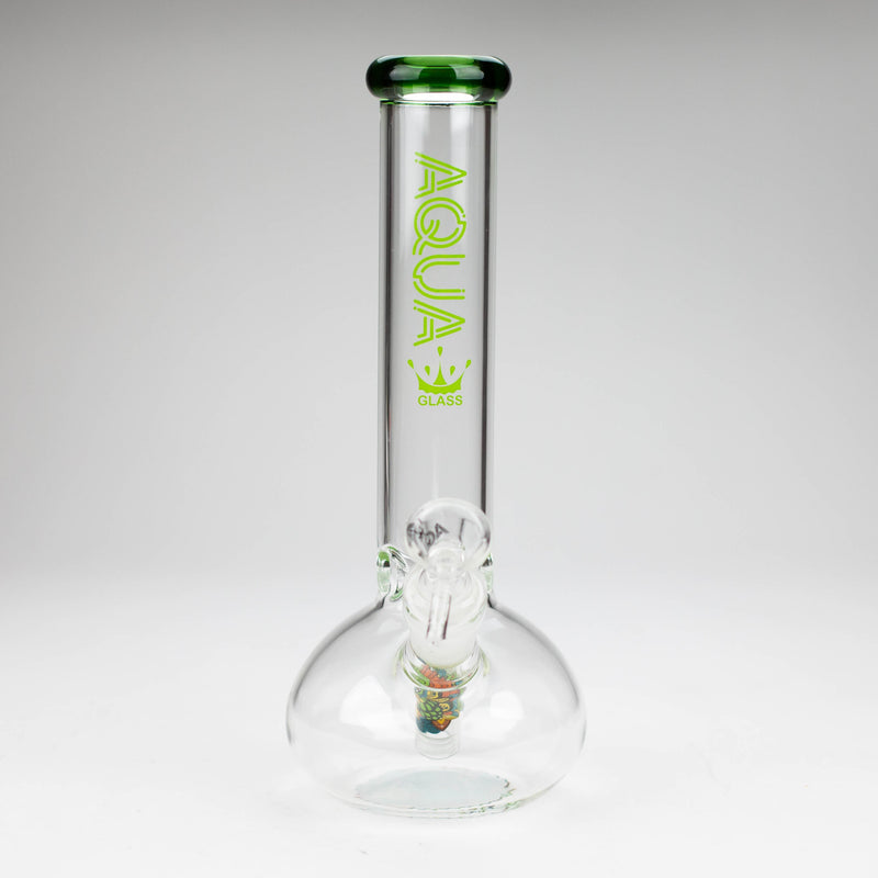 O AQUA | 10" Round glass water bong with silicone cap [AQUA201]