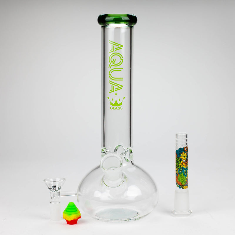 O AQUA | 10" Round glass water bong with silicone cap [AQUA201]