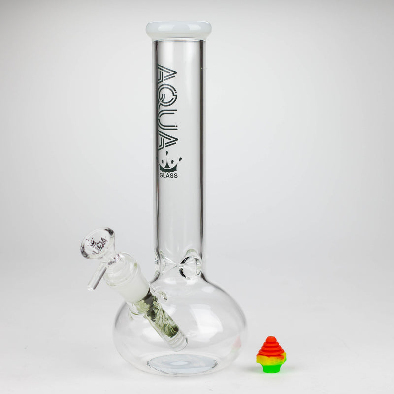 O AQUA | 10" Round glass water bong with silicone cap [AQUA201]