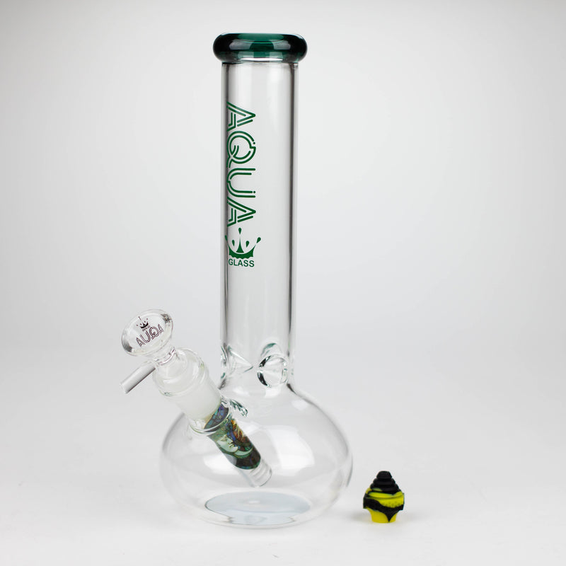 O AQUA | 10" Round glass water bong with silicone cap [AQUA201]