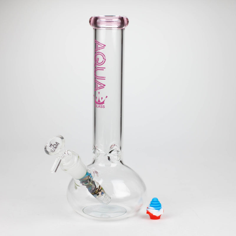 O AQUA | 10" Round glass water bong with silicone cap [AQUA201]