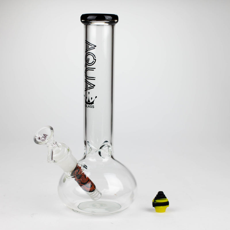 O AQUA | 10" Round glass water bong with silicone cap [AQUA201]