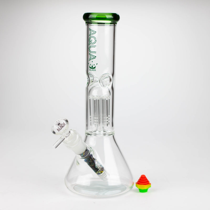 O AQUA | 10.5" Single tree arm glass water bong with silicone cap [AQUA202]