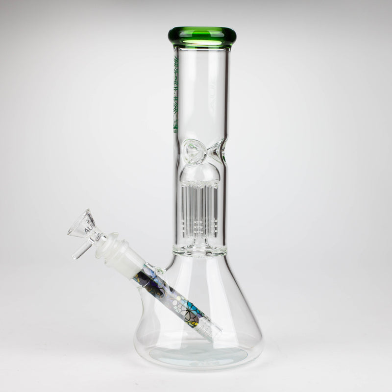 O AQUA | 10.5" Single tree arm glass water bong with silicone cap [AQUA202]