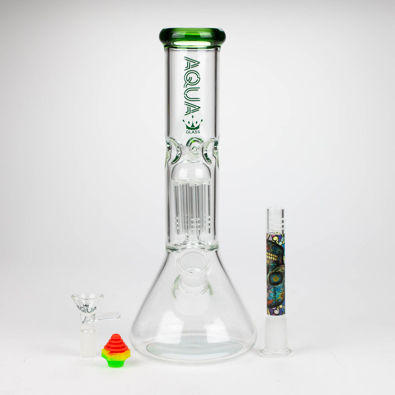 O AQUA | 10.5" Single tree arm glass water bong with silicone cap [AQUA202]