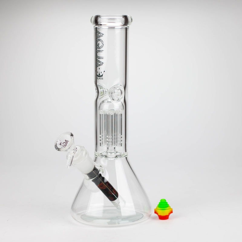 O AQUA | 10.5" Single tree arm glass water bong with silicone cap [AQUA202]