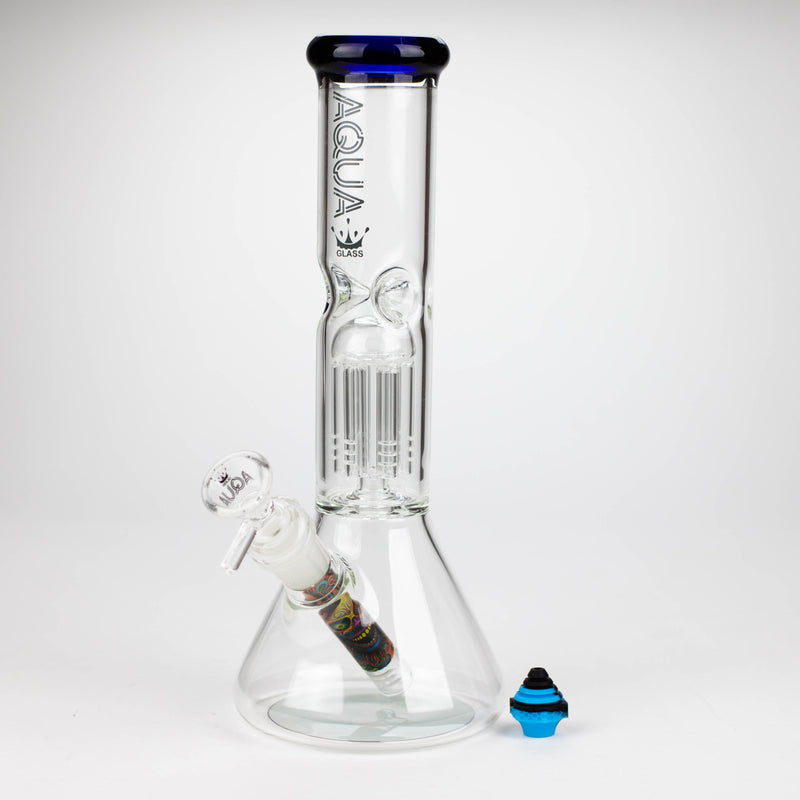 O AQUA | 10.5" Single tree arm glass water bong with silicone cap [AQUA202]