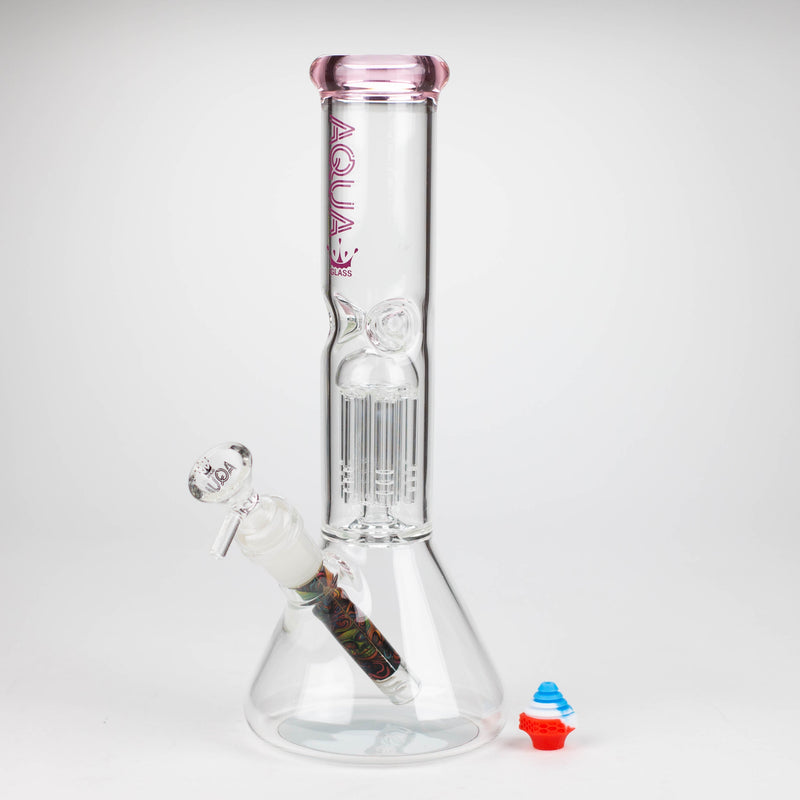 O AQUA | 10.5" Single tree arm glass water bong with silicone cap [AQUA202]