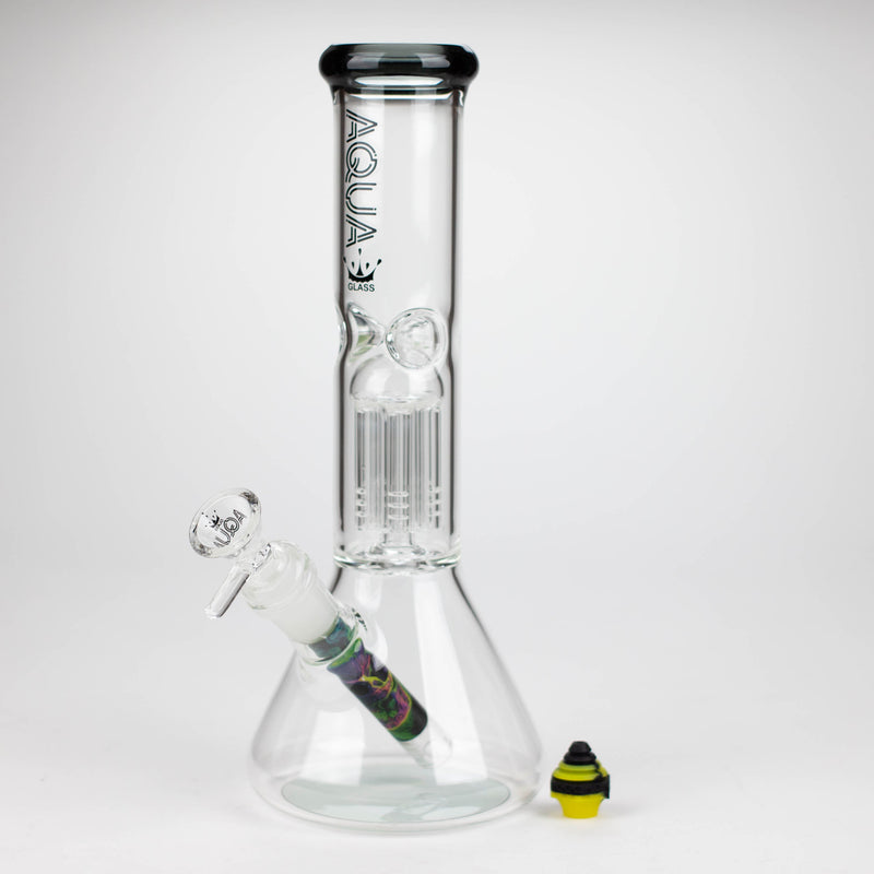 O AQUA | 10.5" Single tree arm glass water bong with silicone cap [AQUA202]