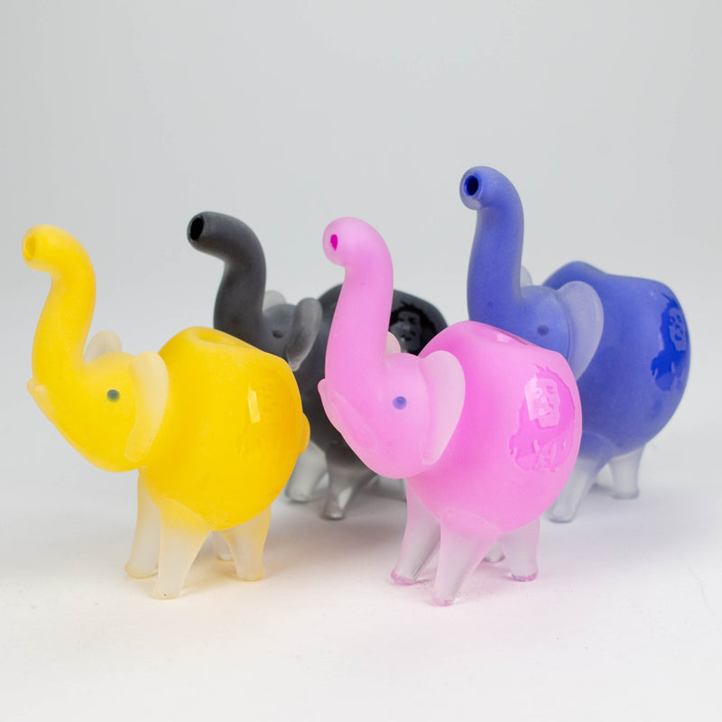 O 4.25" Elephant Frosted Glass Pipe - Assorted Colors [PIP187]