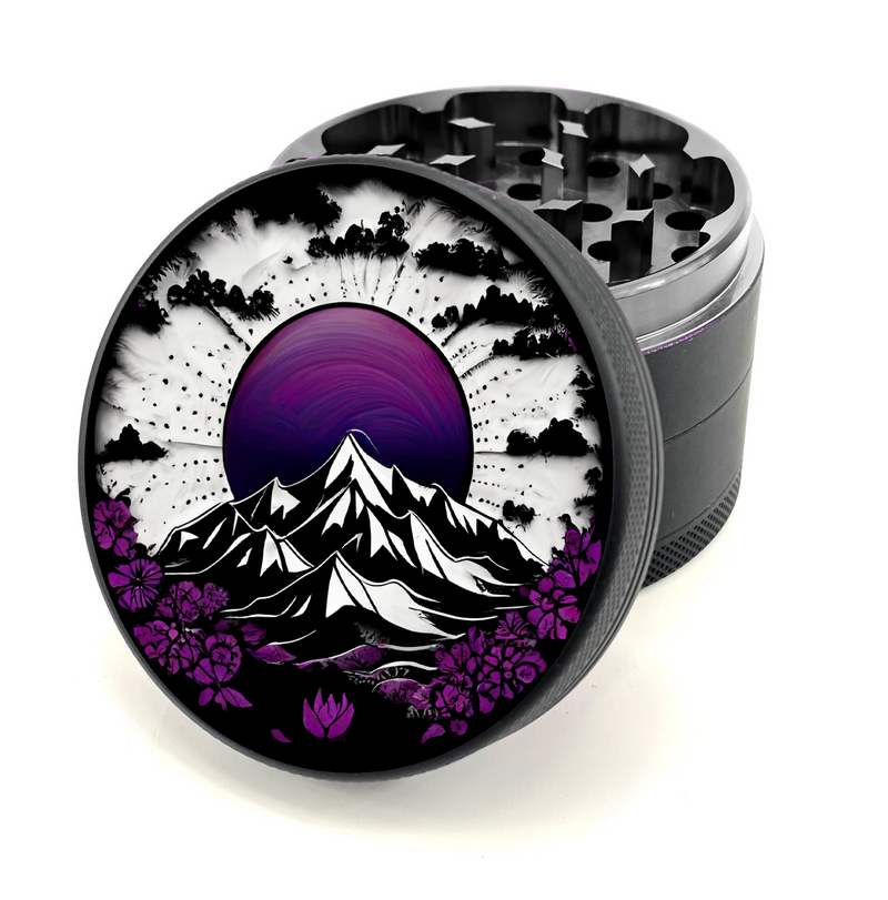 O Green Star | 2.5" (63mm) Soft Touch Grinder - Purple Mountain Mandala Design