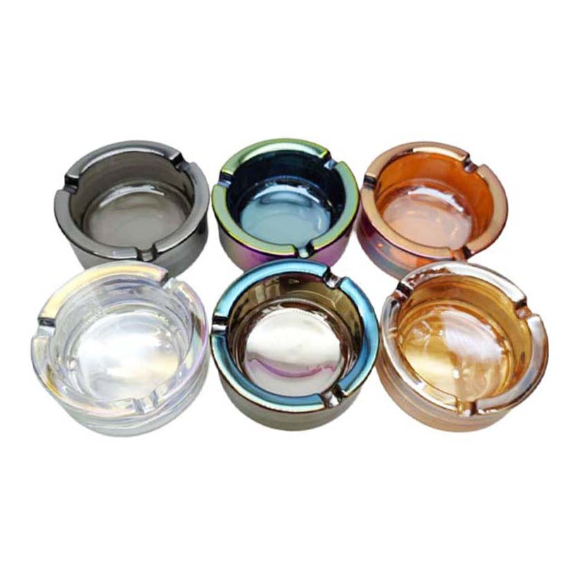 O Electroplate Glass Ashtray box of 6