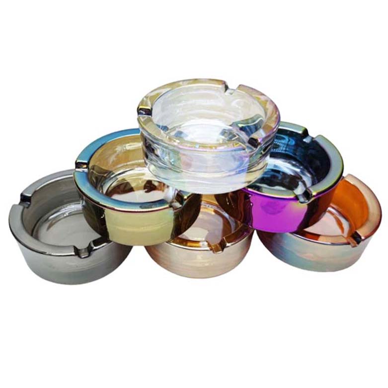 O Electroplate Glass Ashtray box of 6