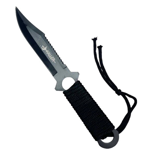 O 8-1/2" Full Tang Fixed Black Blade Hunting Knives With ABS Case