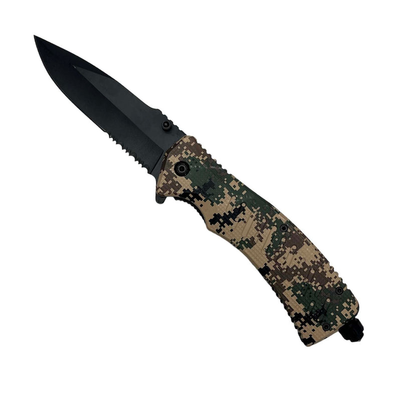 O 8.5" Spring Assisted Knife Camo ABS Handle