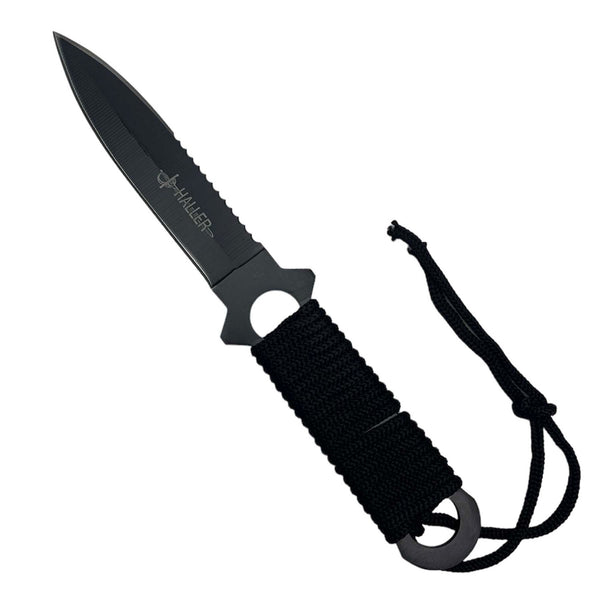 O 8-1/2" Full Tang Fixed Black Straight Blade Hunting Knives With ABS Case