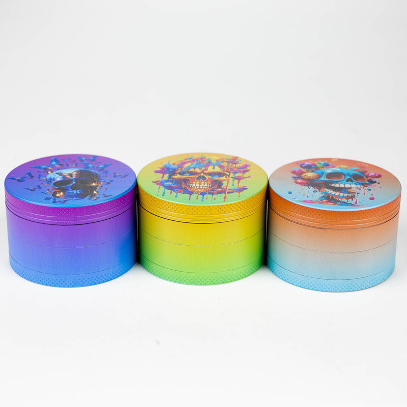 O 2.5" Metal Grinder 4 Layers with Butterfly Sugar Skull Design Box of 6 [PH6918]