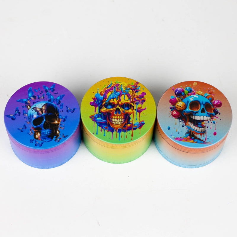 O 2.5" Metal Grinder 4 Layers with Butterfly Sugar Skull Design Box of 6 [PH6918]