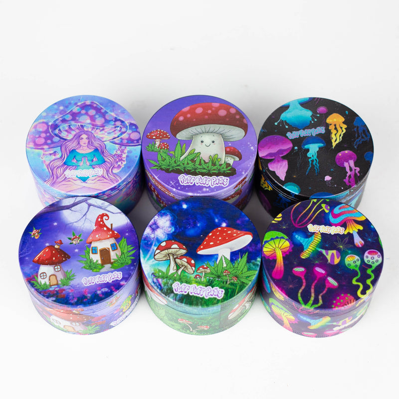 O 2.5" Metal Grinder 4 Layers with Fairytale Design Box of 6 [GZ401]