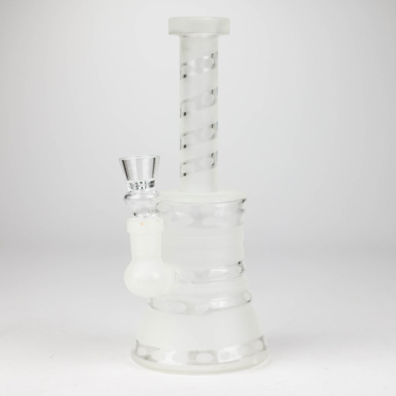 O 8" GLOW IN DARK GLASS BONG WITH DIFFUSER