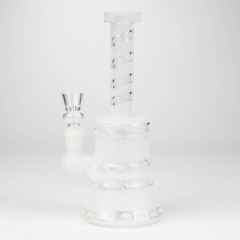 O 8" GLOW IN DARK GLASS BONG WITH DIFFUSER