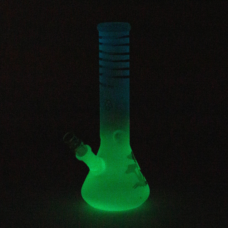 O 12" GLOW IN DARK BEAKER BONG WITH ICE CATCHER