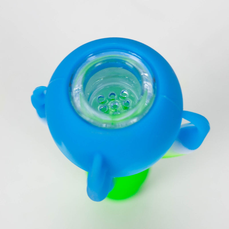 O 2-in-1 Silicone Claw bowl with multi-hole glass bowl-Color Assorted