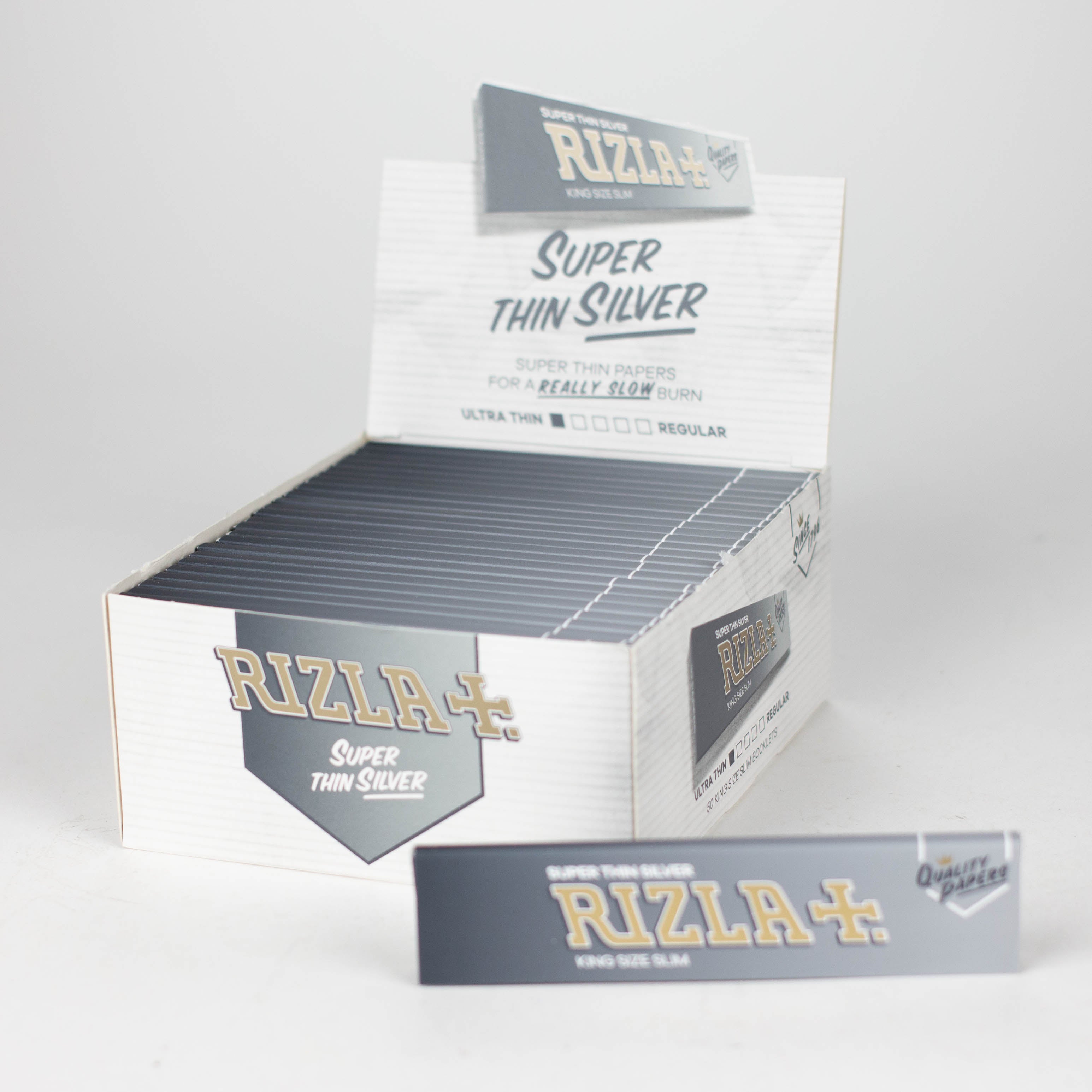 Gold Rizzla O Rizla Super Thin Silver king size Box of 50