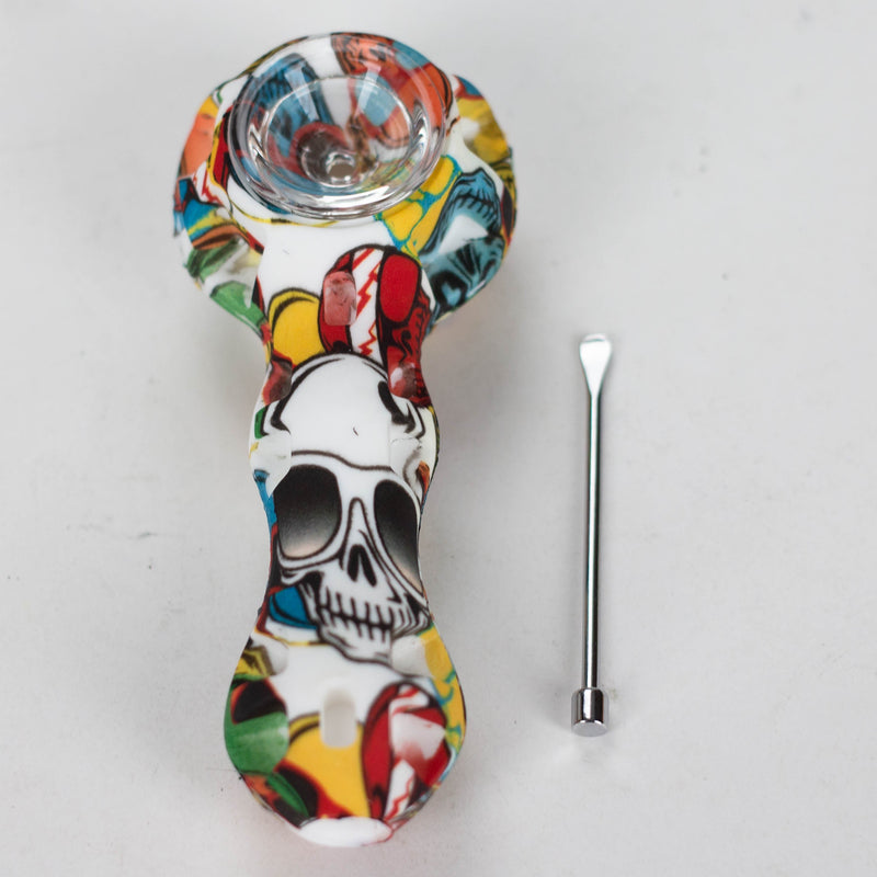 O HIT | 4.5" Silicone hand pipe with glass bowl Jar of 20