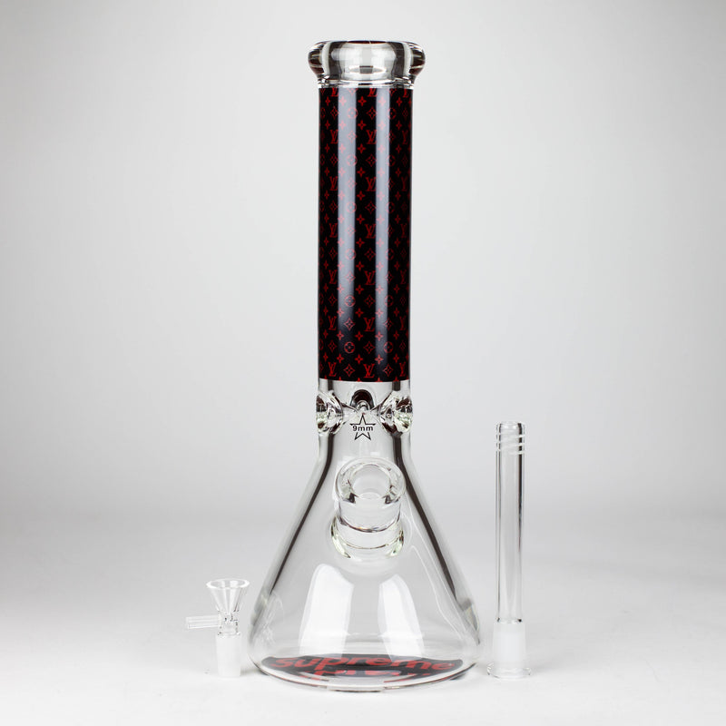 O 14" Luxury Pattern 9mm glass bong [PIP871]