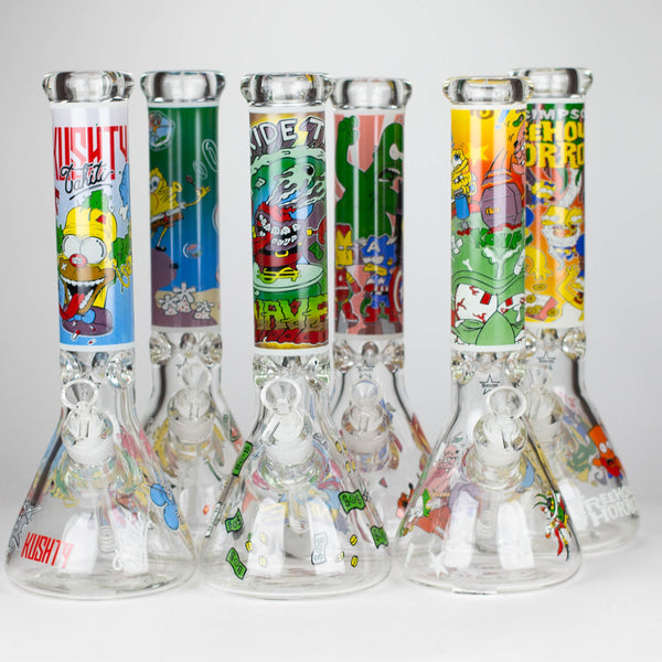 O 14" Cartoon Glow 9 mm glass bong [PIP834]