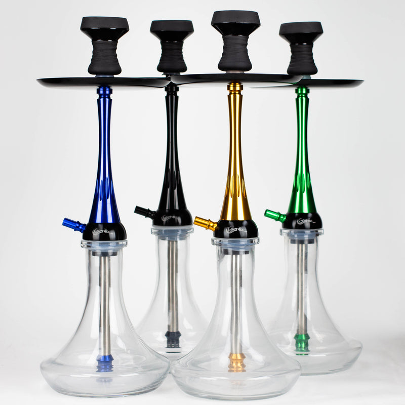 O Genie | 22.5″ Aluminum Hookah with Diffuser,Tray, and Soft Touch Silicone Hose [SS-04]