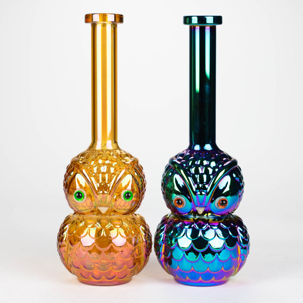 O 9" Owl Eletroplate Glass Bong