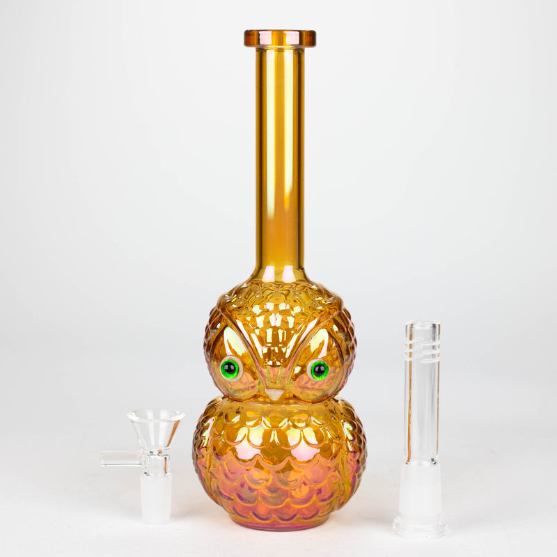 O 9" Owl Eletroplate Glass Bong