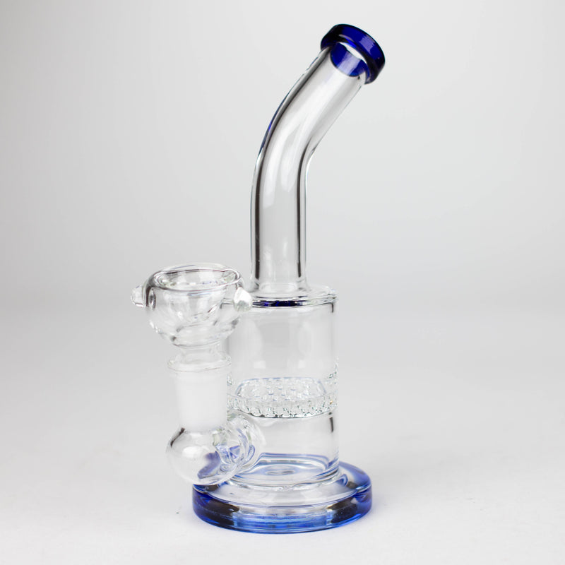 O 7" Bent neck glass bubbler with Honeycomb diffuser