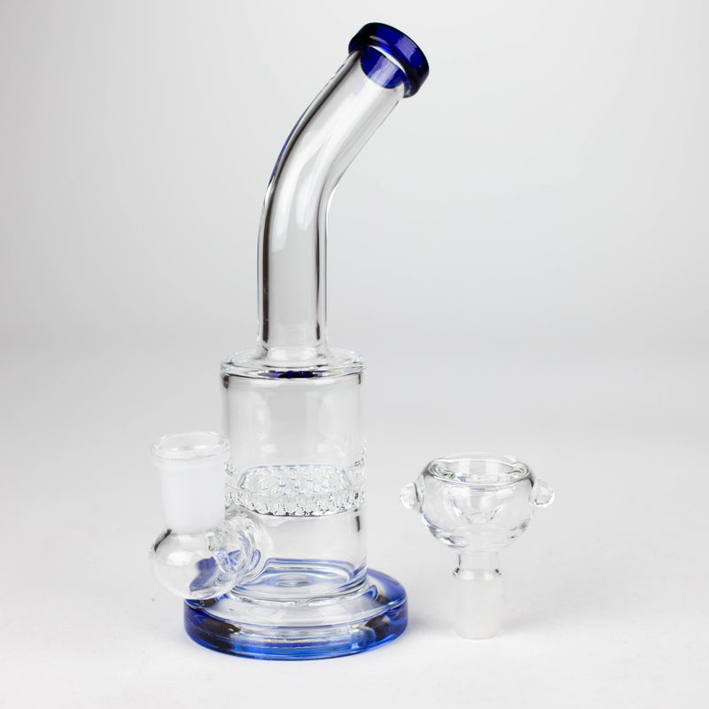 O 7" Bent neck glass bubbler with Honeycomb diffuser