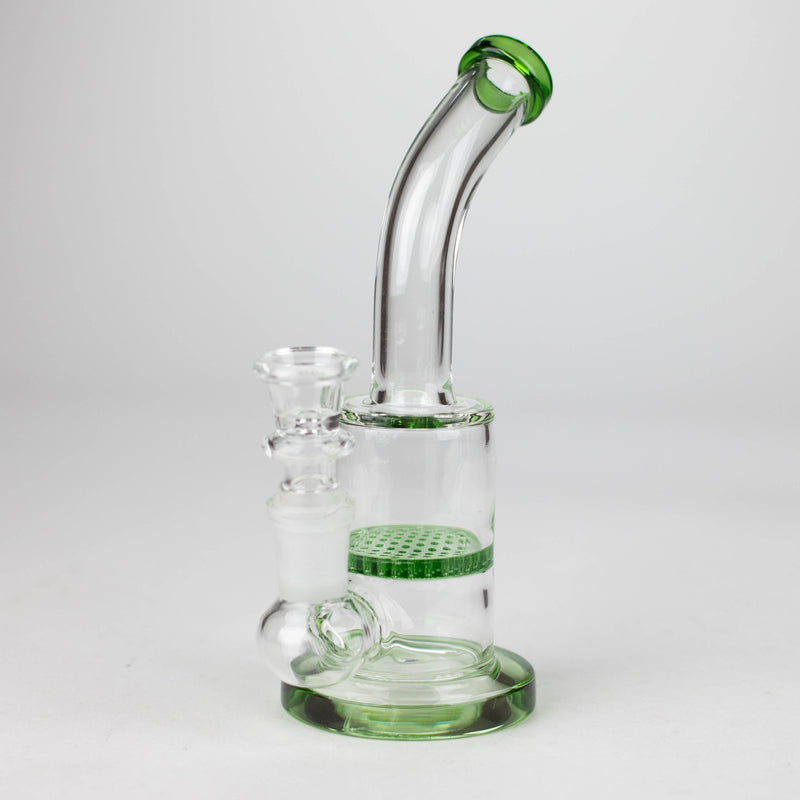 O 7" Bent neck glass bubbler with Honeycomb diffuser