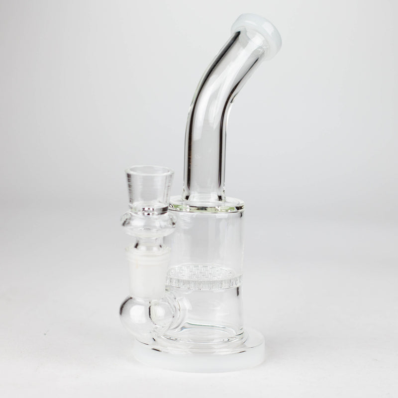 O 7" Bent neck glass bubbler with Honeycomb diffuser