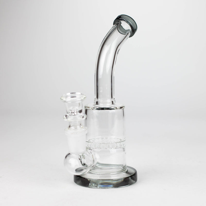 O 7" Bent neck glass bubbler with Honeycomb diffuser