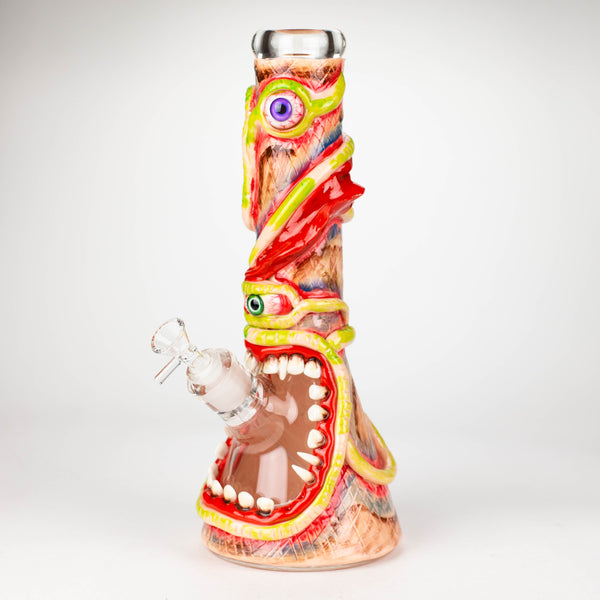 O 13" Resin 3D artwork 7mm glass beaker water bong [DY525]