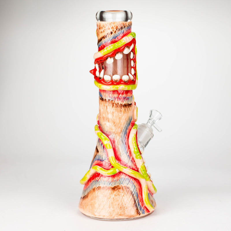 O 13" Resin 3D artwork 7mm glass beaker water bong [DY525]