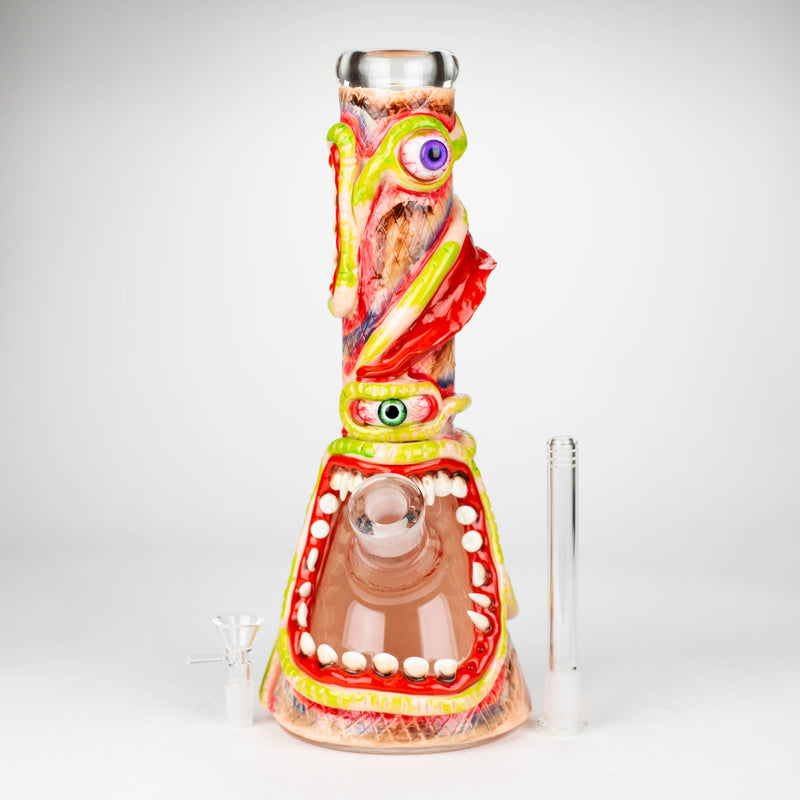 O 13" Resin 3D artwork 7mm glass beaker water bong [DY525]