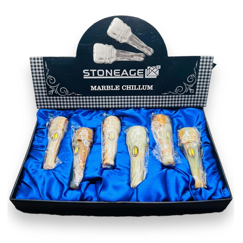 O StoneAge | 4" Handmade Jumbo Tobacco Smoking Chillums, Includes Display Box - Pack of 6