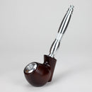 8" Aluminum Tobacco Pipe with Screens Wooden Pipe Canadian Distributor Dark Brown / Silver