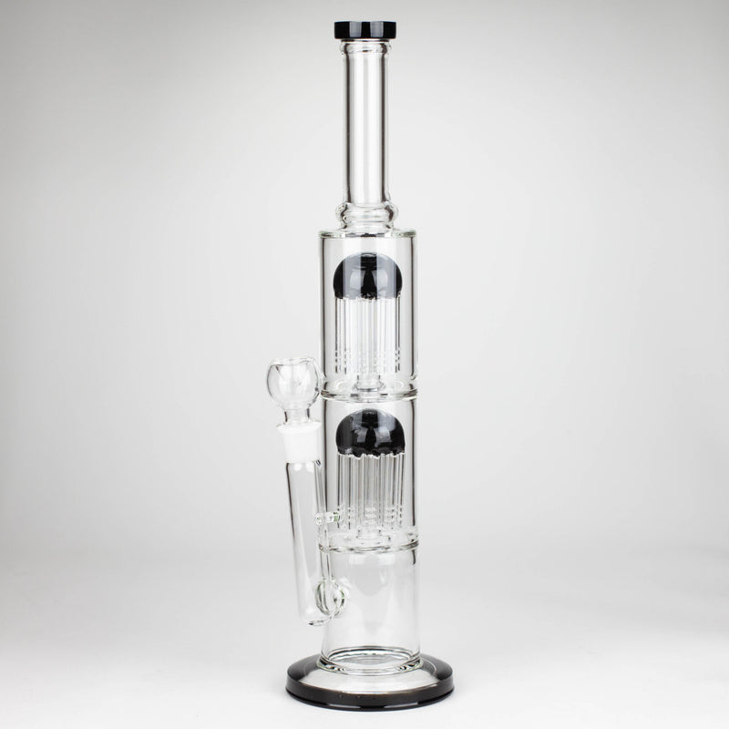 O 16" Color accented double percolator glass bong