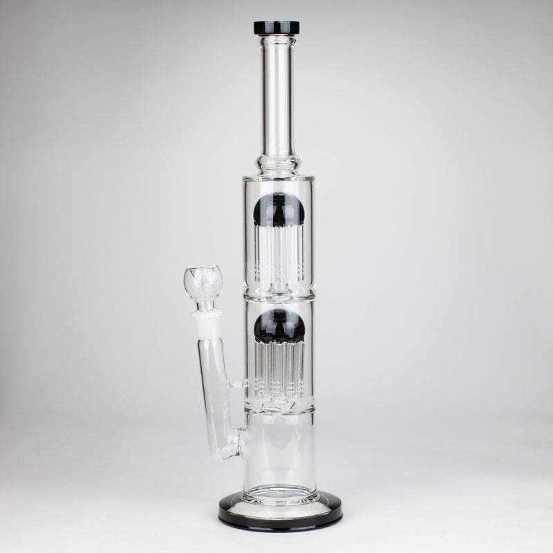 O 16" Color accented double percolator glass bong