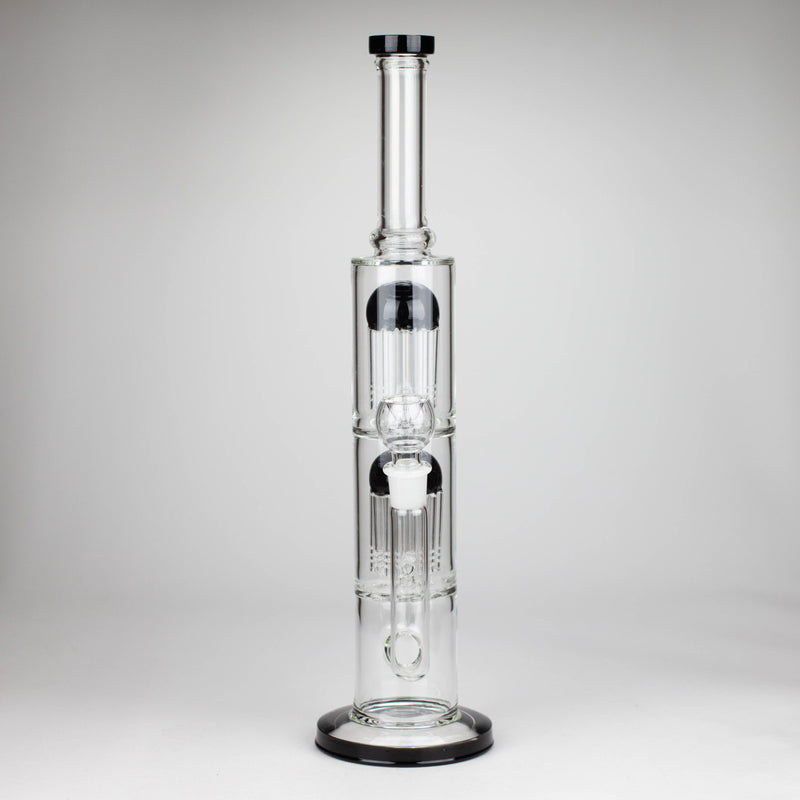 O 16" Color accented double percolator glass bong